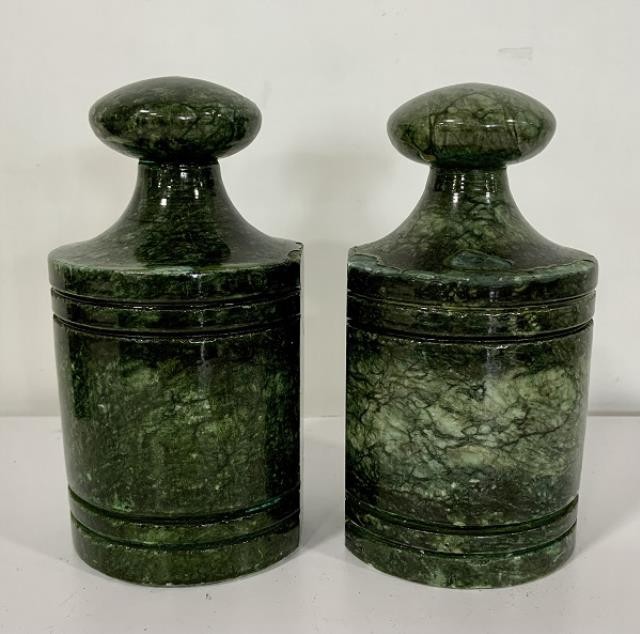 BOOKENDS-GREEN MARBLE FINIAL TOP