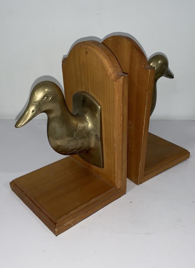 BOOKENDS-PR DUCKHEADS/BRASS WO