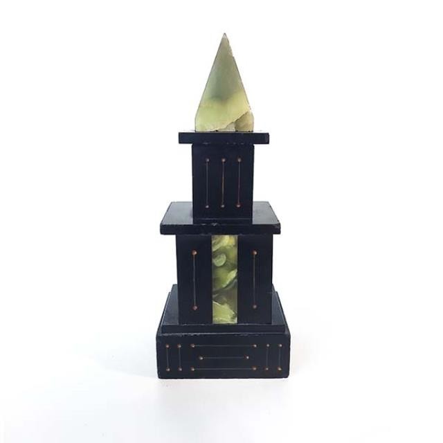 BOOKEND-Black Marble Tower w/Green Accents