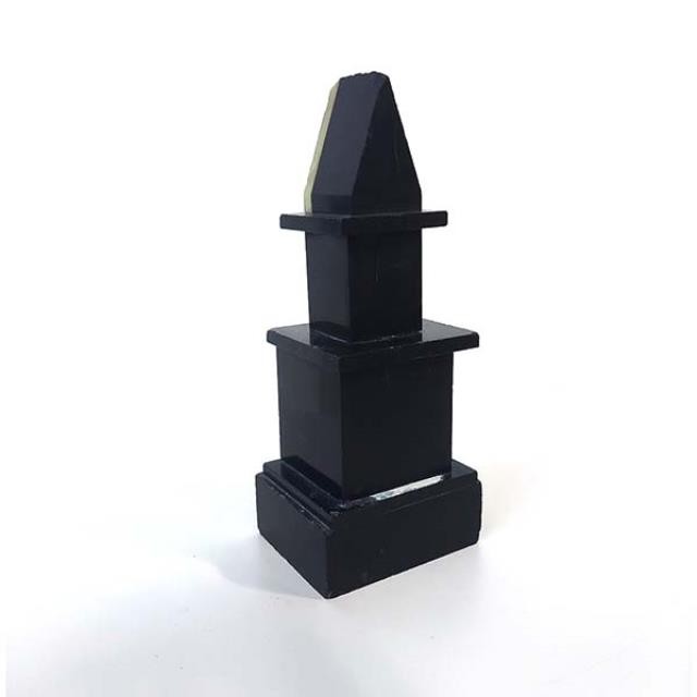 BOOKEND-Black Marble Tower w/Green Accents