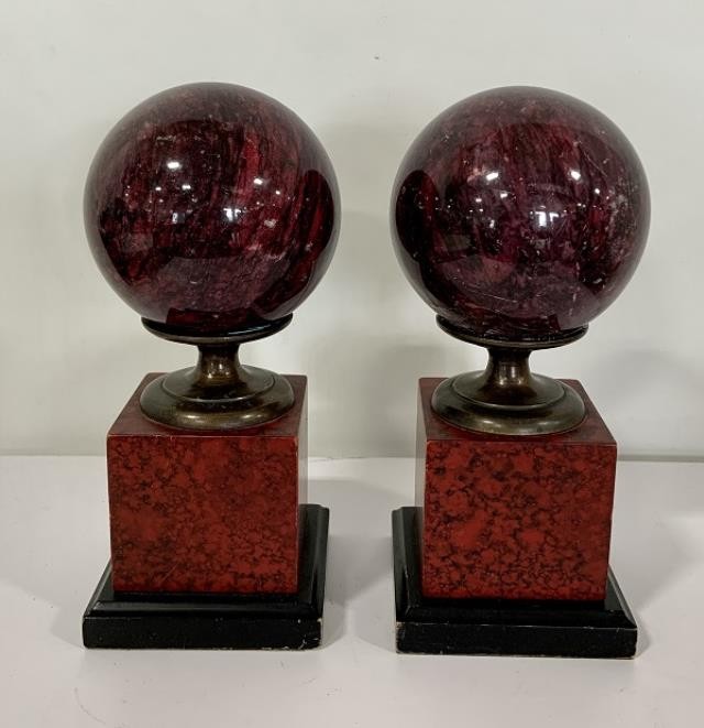 BOOKENDS-RED BASE W/PURPLE BALL (Pair)