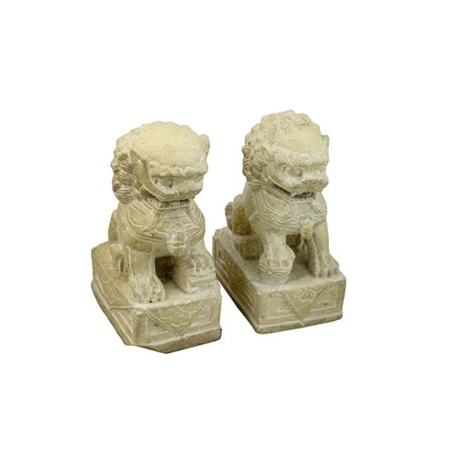 BOOKEND-White Marble Foo Dog (Pair)