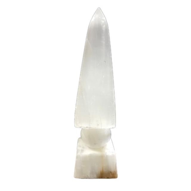 OBELISK-ROCK CRYSTAL-WHT-16"H