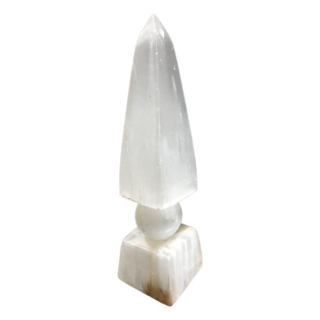 OBELISK-ROCK CRYSTAL-WHT-16"H