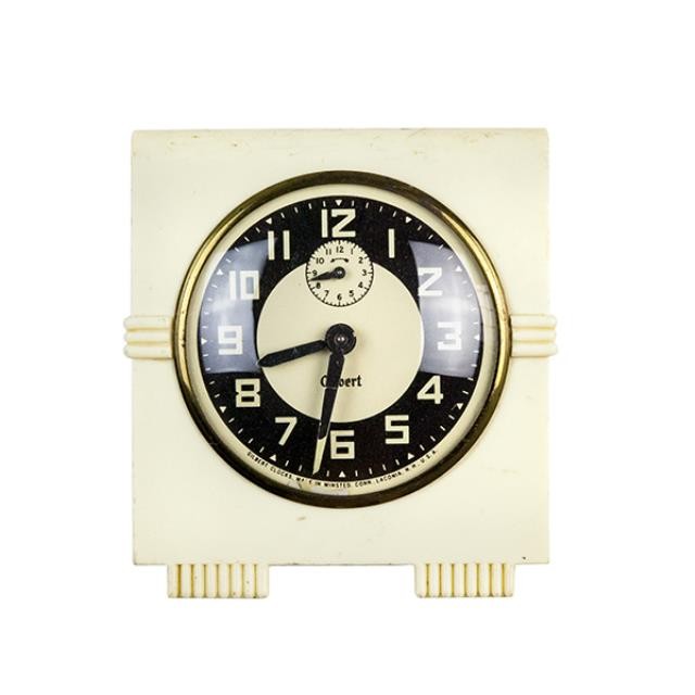 CLOCK-ALARM BEIGE PLASTIC