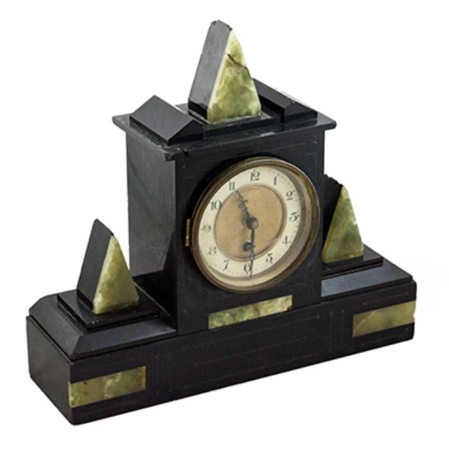 CLOCK-MANTEL-MARBLE/BRONZE