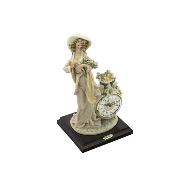 CLOCK-Porcelain Woman W/Large Hat & Flowers