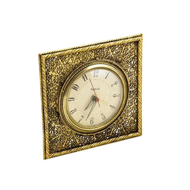 CLOCK-BRASS ELECTRIC FILAGREE