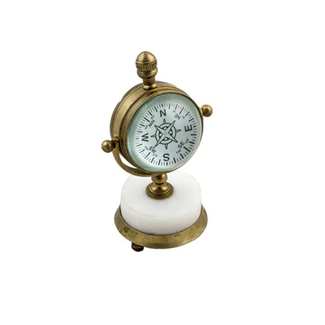 CLOCK-MARBLE BASE-W/ COMPASS