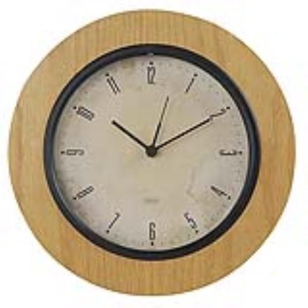 CLOCK-WALL OAK 12"ROUND