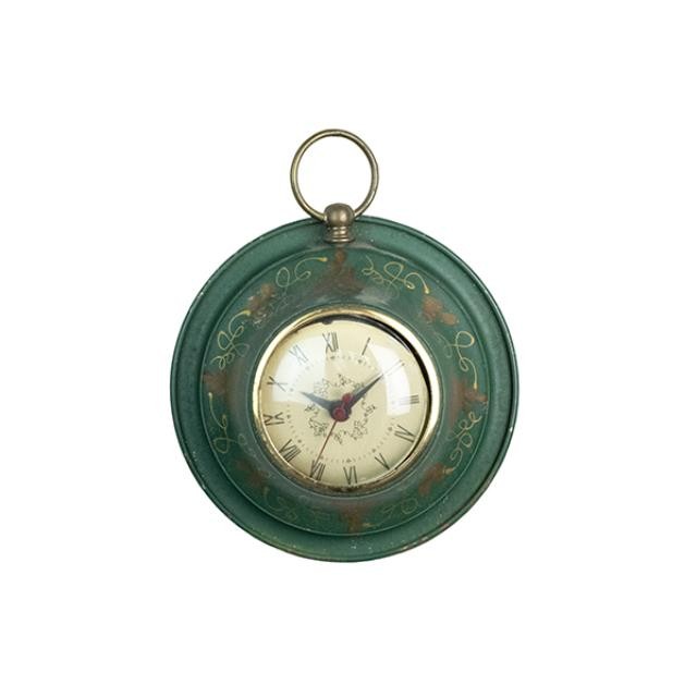 CLOCK-Vintage Metal Green Wall Clock