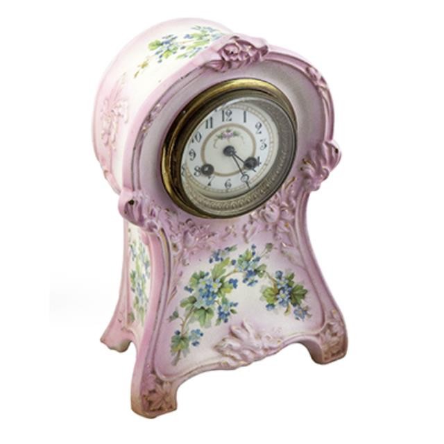 CLOCK-TBL-CER-PINK/GOLD-BLUE F