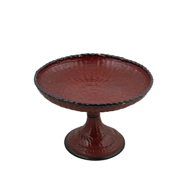 CAKE STAND-6"HIGH RED WICKER