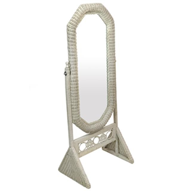 MIRROR-CHEVAL WHITE WICKER