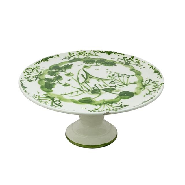 CAKE STAND-WHITE W/Green House Scene