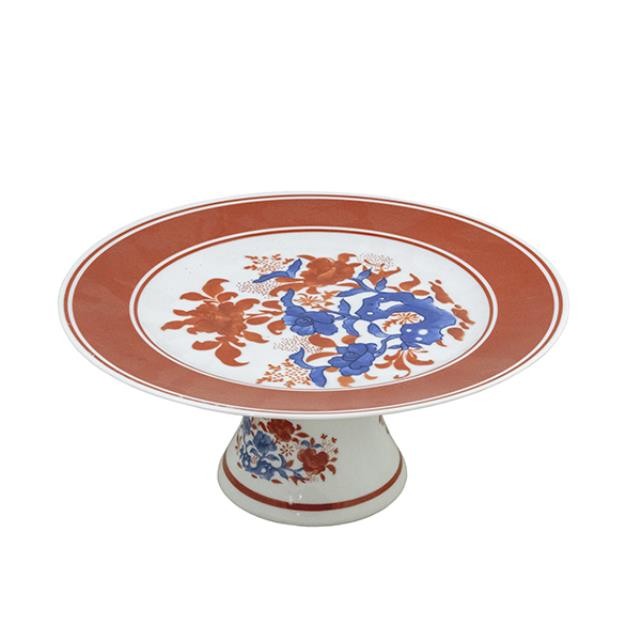 CAKE STAND-10DM-RED/BL FLOWERS