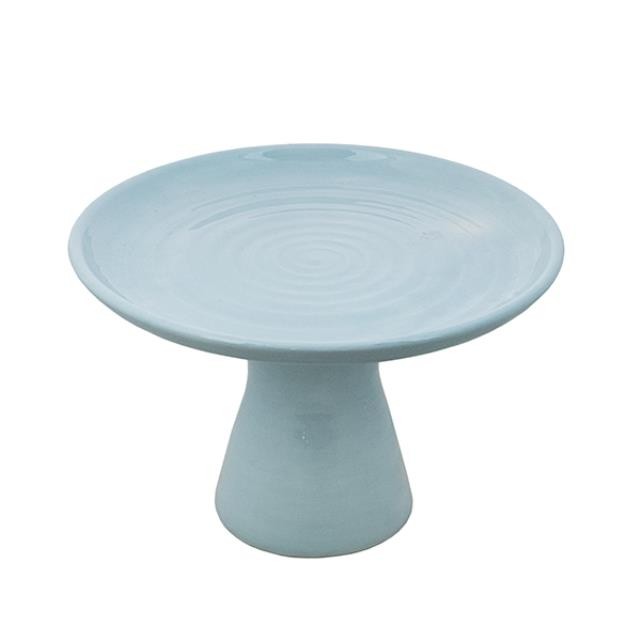 CAKE STAND-Light Blue Glazed Ceramic