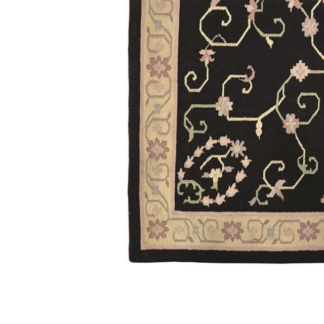 RUG-6X9 BLK DHURRIE W/ PINK/GR