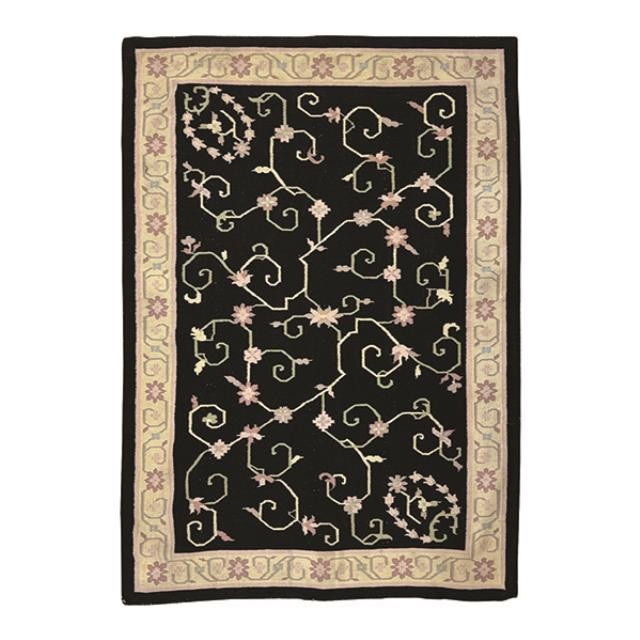 RUG-6X9 BLK DHURRIE W/ PINK/GR