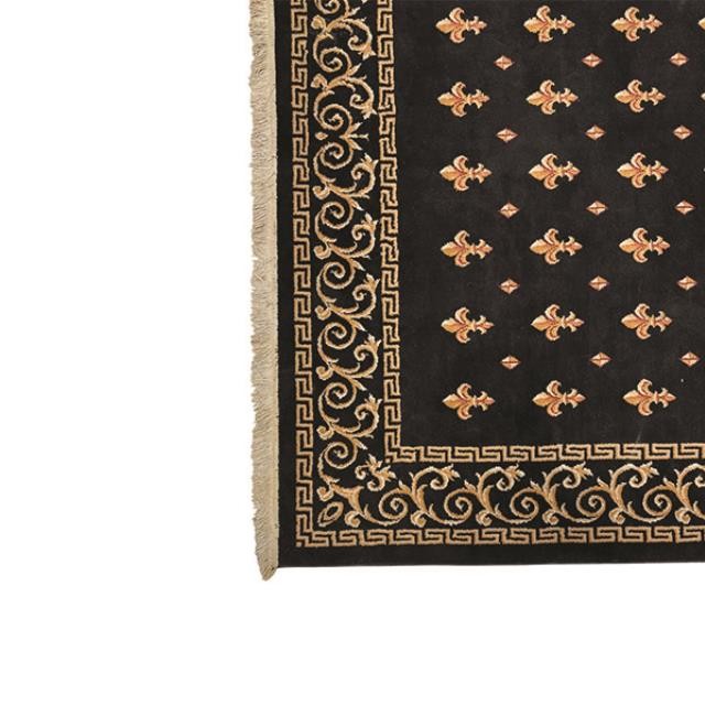RUG-7x10 BLK FLEUR DE LIS
