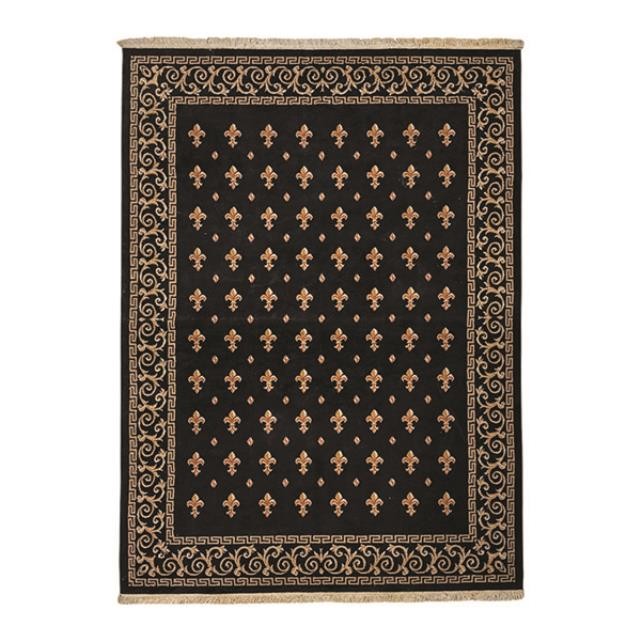 RUG-7x10 BLK FLEUR DE LIS