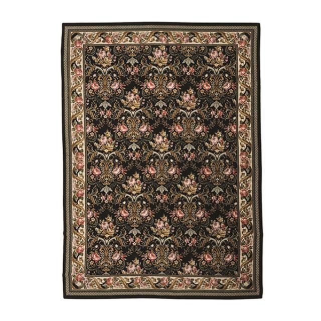 RUG-8X12-BLACK FLORAL