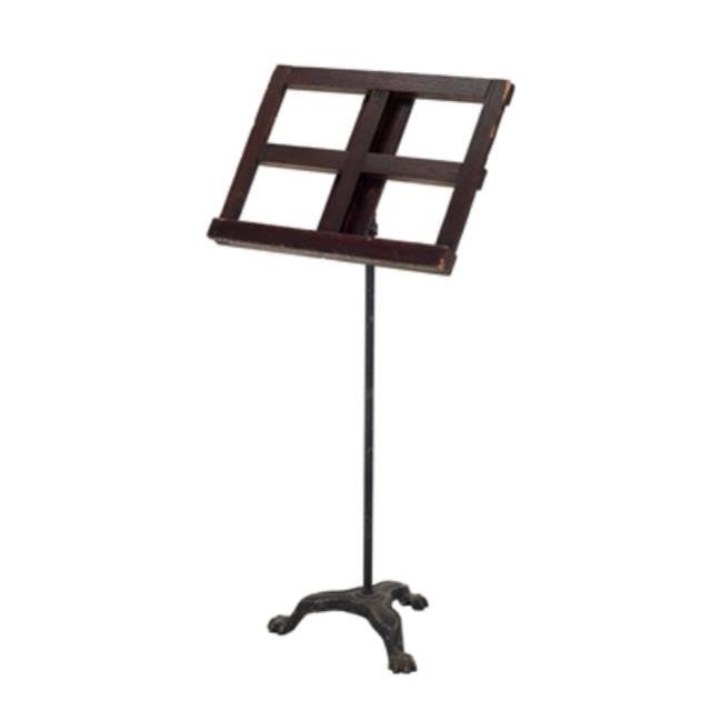 MUSIC STAND-Dark Wood/Black Metal Base