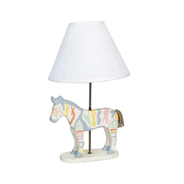 LAMP-Children's Lamp White Zebra W/Multi Colored Stripes