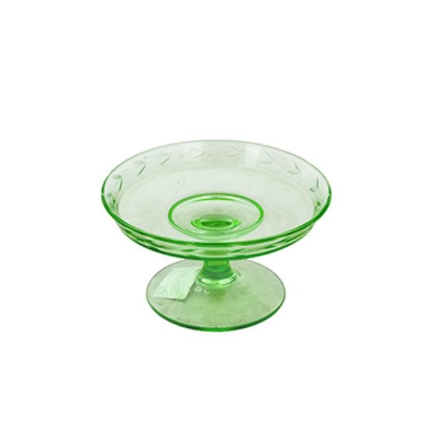 CANDY DISH-Green Etched Glass