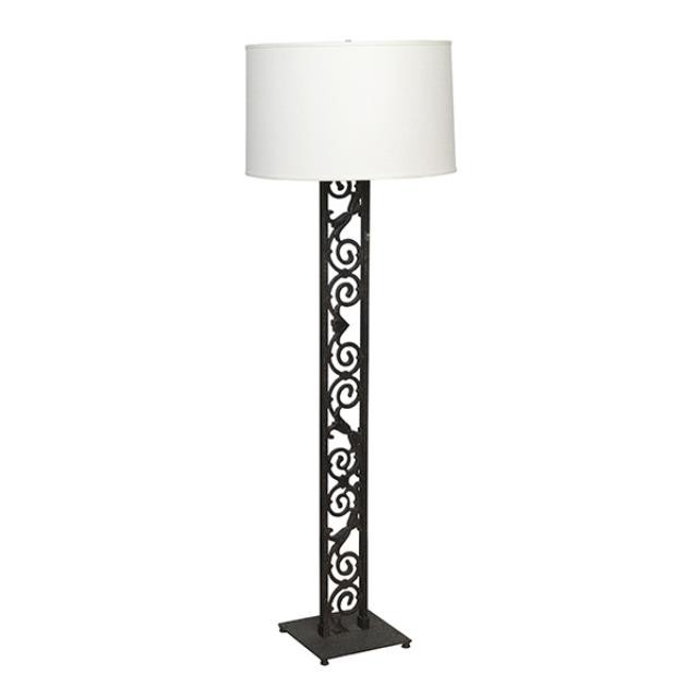 LAMP-FL-58"BRN IRON SCROLL-BGE