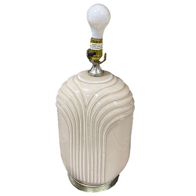 TABLE LAMP-Art Deco Revival Draped Cream Glass w/Brass Base