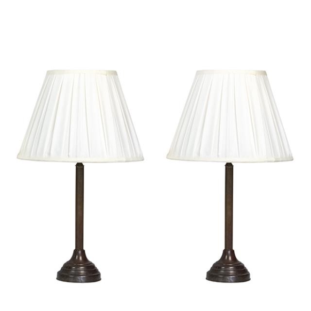 TABLE LAMP-Bronze Column W/Round Base