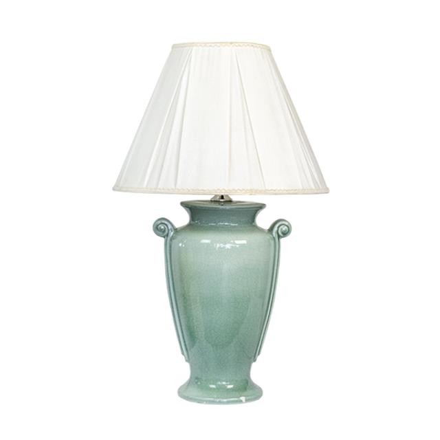 TABLE LAMP-Pale Green Ceramic Urn W/Ears