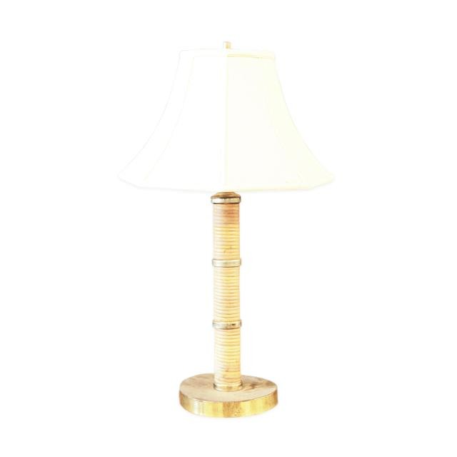 LAMP-TBL-28"WRAPPED STRAW CYLN