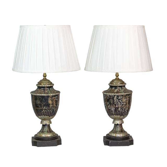 TABLE LAMP-Urns W/Black Crackle Finish