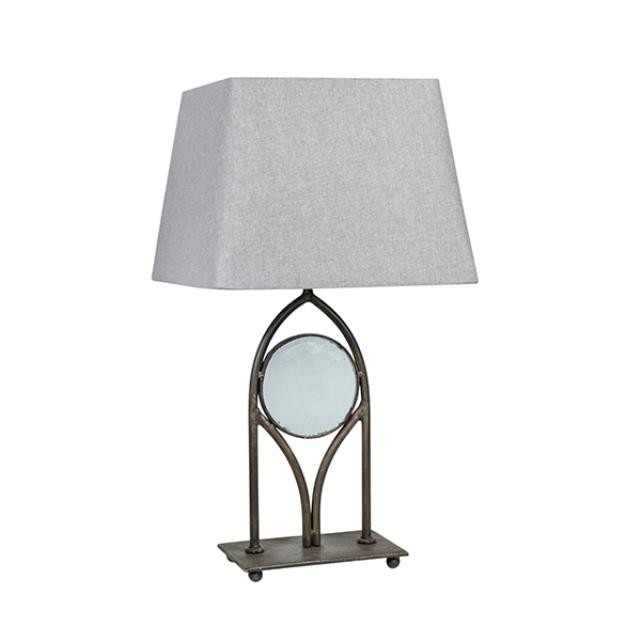 TABLE LAMP-Metal Frame W/Round Bottle Glass Center