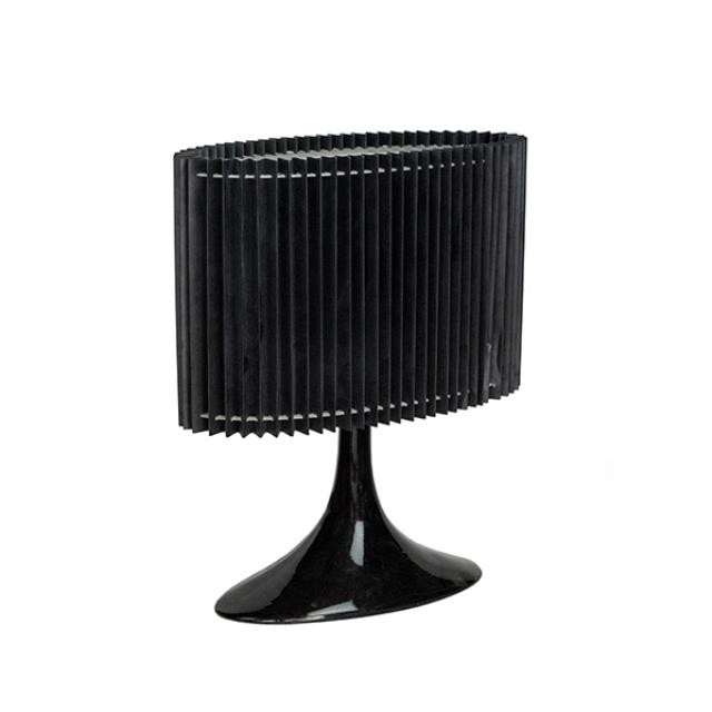 TABLE LAMP-Modern Black Plastic W/Accordian Black Shade