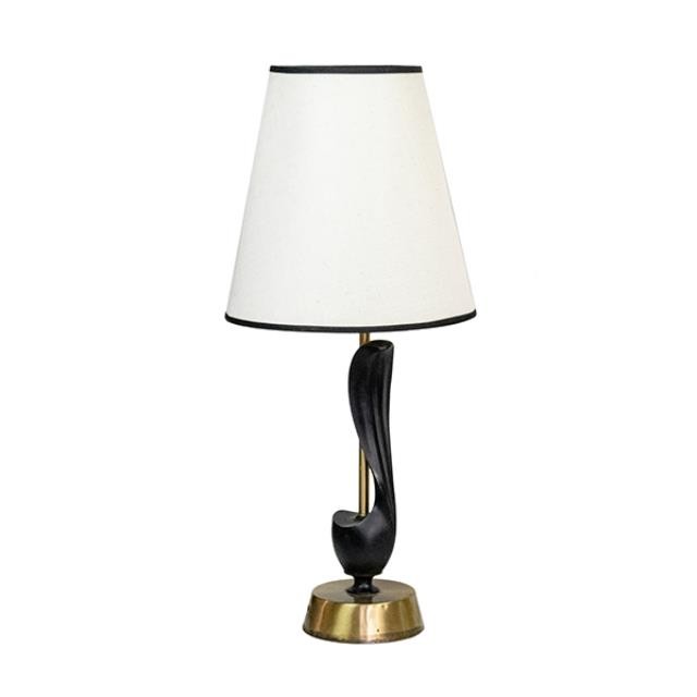 TABLE LAMP-Black Horn W/Brass Base
