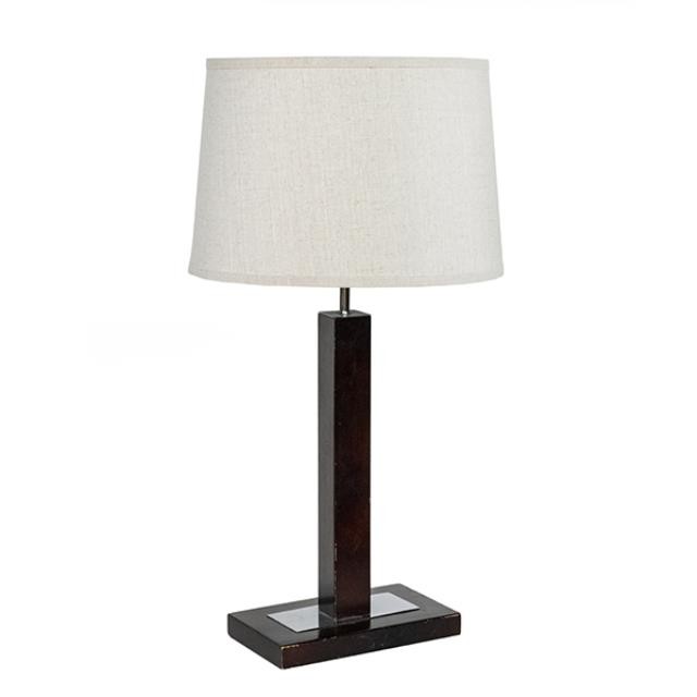 TABLE LAMP-Dark Wood Square Column