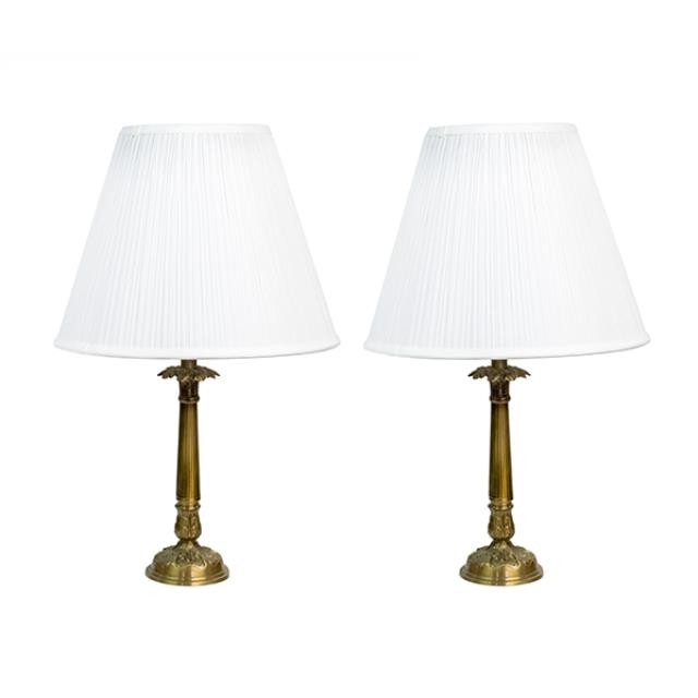 TABLE LAMP-Onrnate Brass Candlestick Base