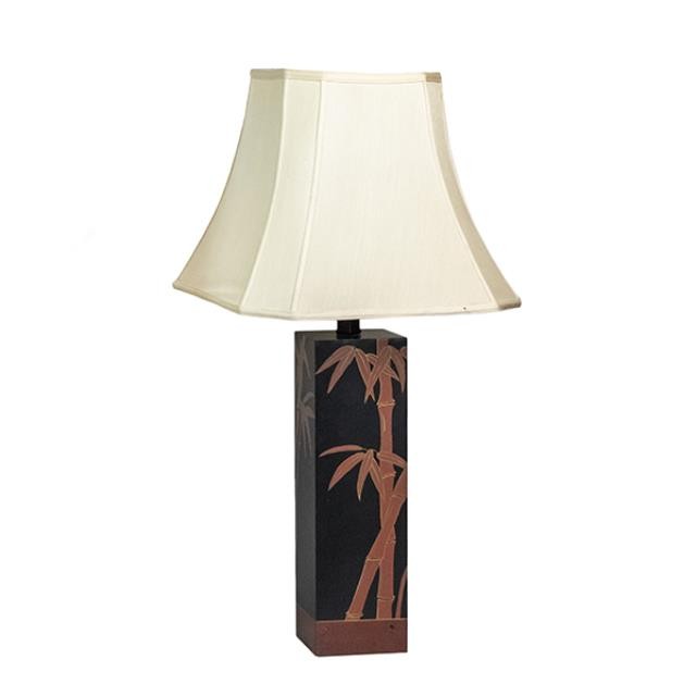 TABLE LAMP-Black W/Painted Bamboo