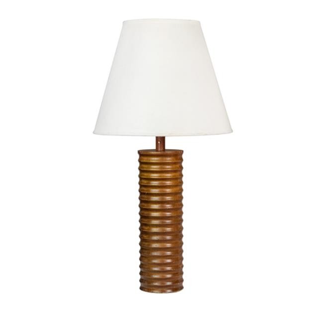 TABLE LAMP-Rideged Wood Cylinder