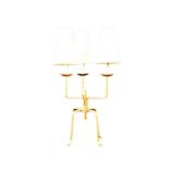 LAMP-TBL-GLD-3ARM-CREAM SHADES