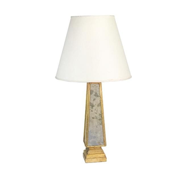 TABLE LAMP-Anitique Gold Mirrored Column