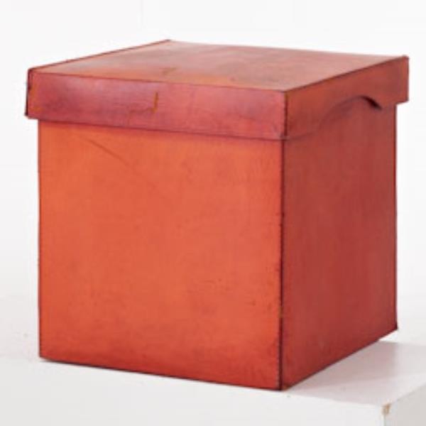 CUBE-W/LID-18SQX18H-RED LEATHE