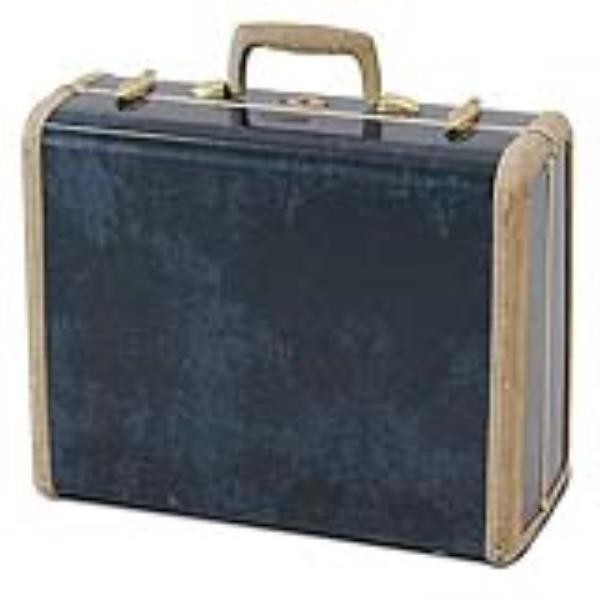 SUITCASE-BLUE-WHITE TRIM-SMALL