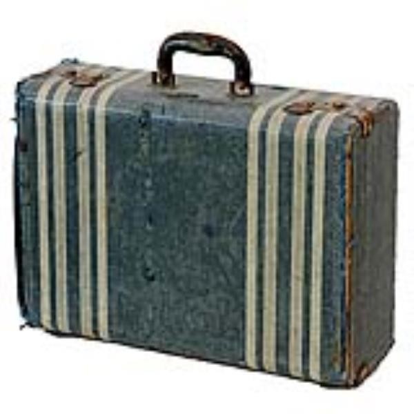 SUITCASE-BLUE W/ CREAM STRIPE-