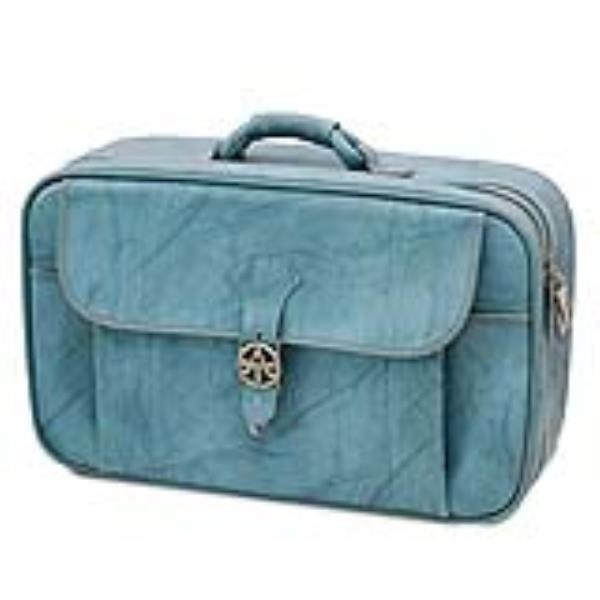 SUITCASE-LIGHT BLUE VINYL-AMER