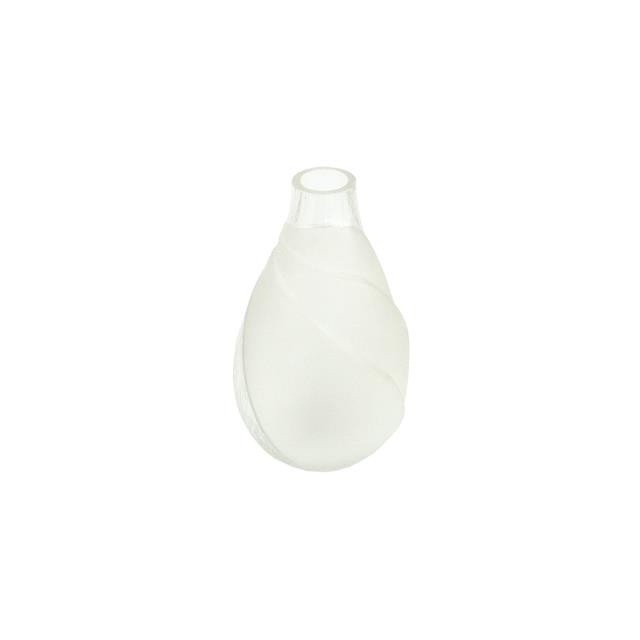 BUD VASE-Frosted Glass Bulb Shape W/Clear Glass & Rib Detail