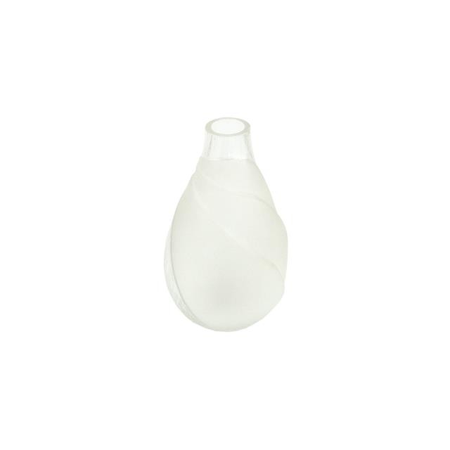 BUD VASE-Frosted Glass Bulb Shape W/Clear Glass & Rib Detail